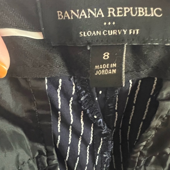 Banana Republic Sloan Curvy Fit Navy and White Trouser Pants - Picture 7 of 7